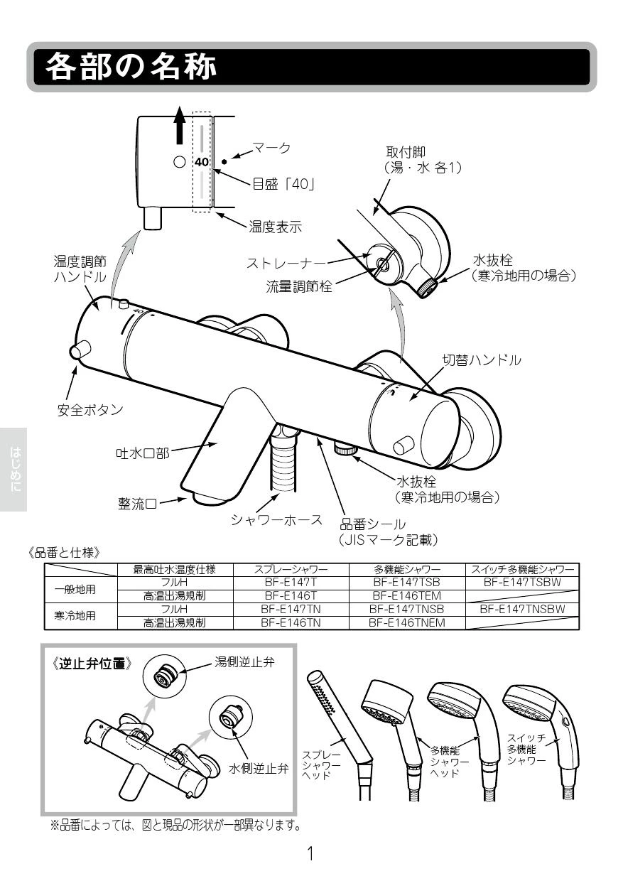 リクシル サーモスタット付シャワーバス水栓 BF-E147TSM BF-E147TSM サーモスタット式シャワーバス水栓 eモダン エコアクア