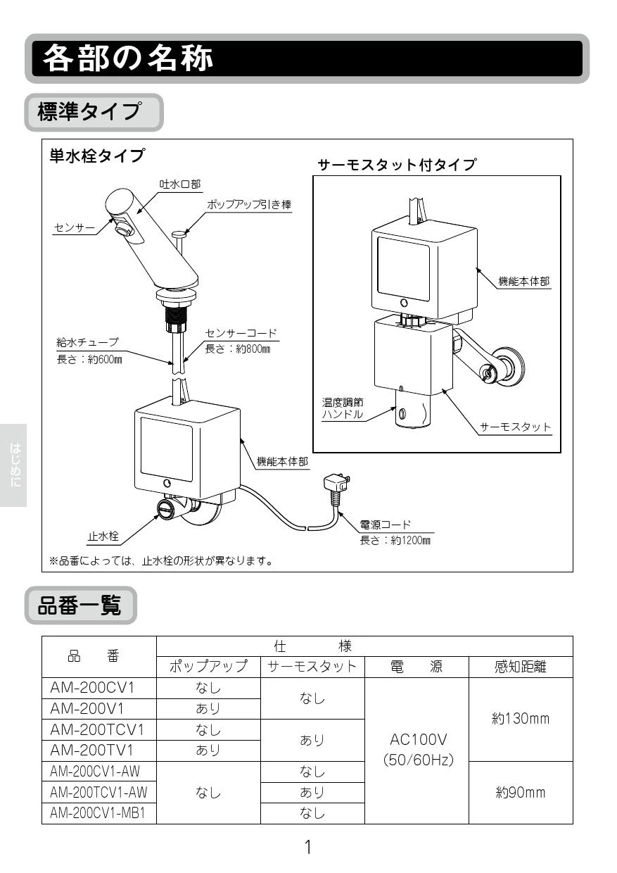 LIXIL(リクシル) AM-200CV1 取扱説明書 施工説明書|LIXIL LIXIL(リクシル) AM-200CV1 取扱説明書 施工説明書|LIXIL