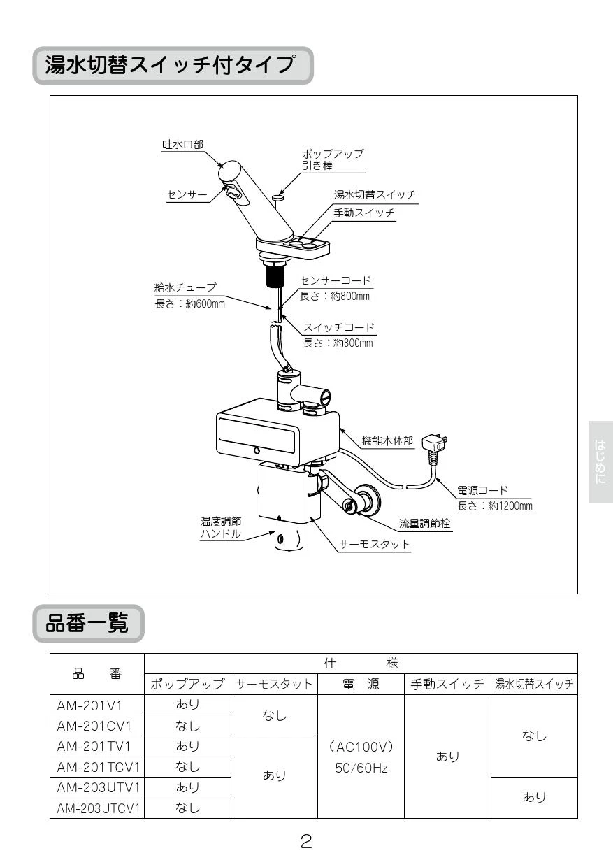 LIXIL(リクシル) AM-203UTCV1 取扱説明書 商品図面 施工説明書