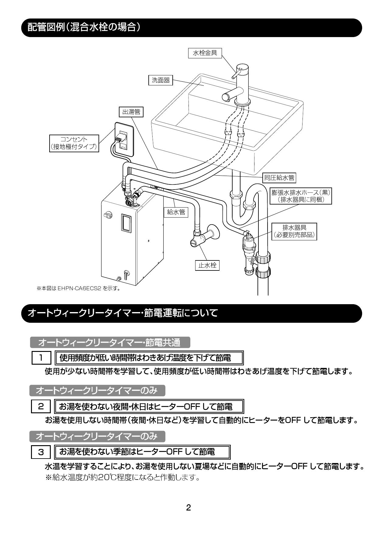 LIXIL(リクシル) EHPN-CA6ECV2取扱説明書 施工説明書 | 通販 プロストア ダイレクト