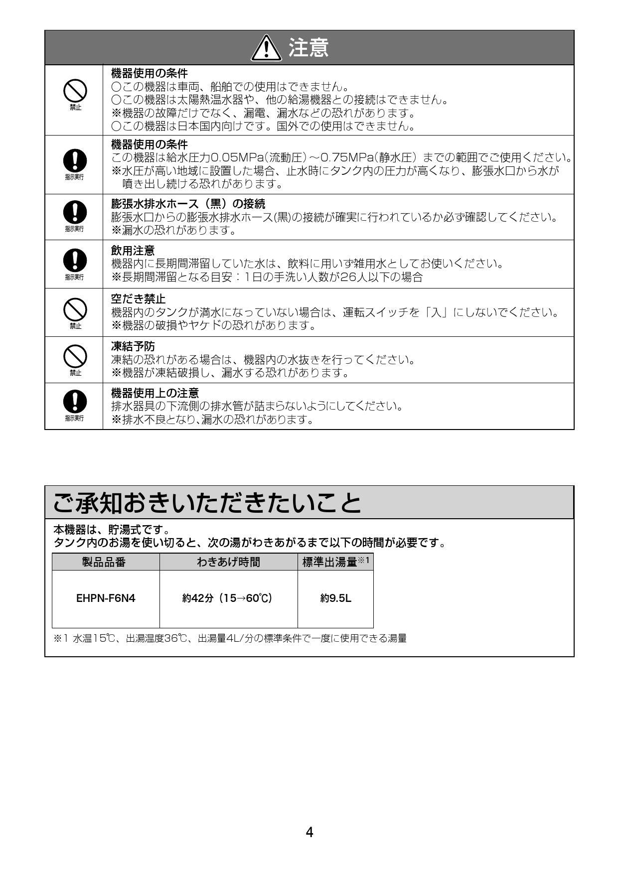 LIXIL(リクシル) EHPN-F6N4+EFH-4-25/PT取扱説明書 施工説明書 | 通販 プロストア ダイレクト