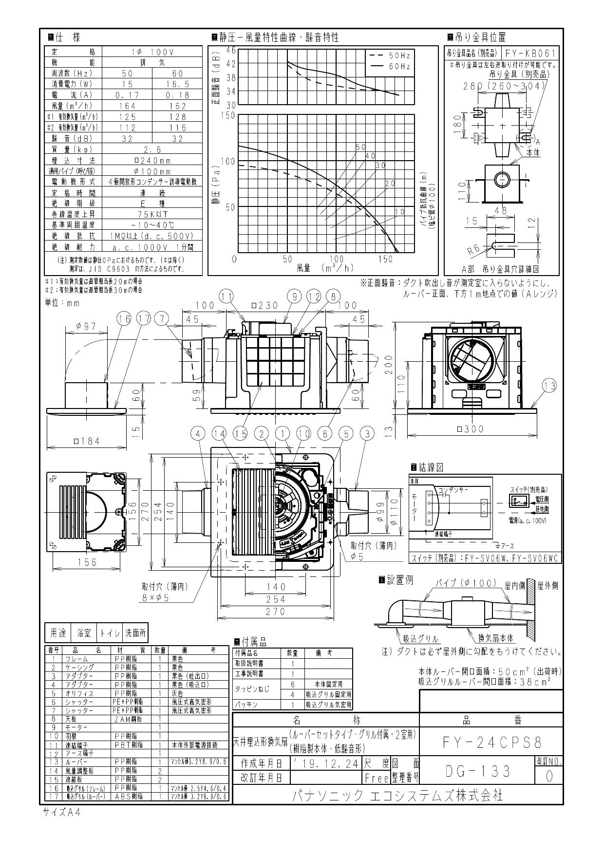 最大59%OFFクーポン パナソニック 換気扇天井埋込形換気扇 樹脂 ルーバーセット 低騒音 大風量形 3室用 吸込グリル付属