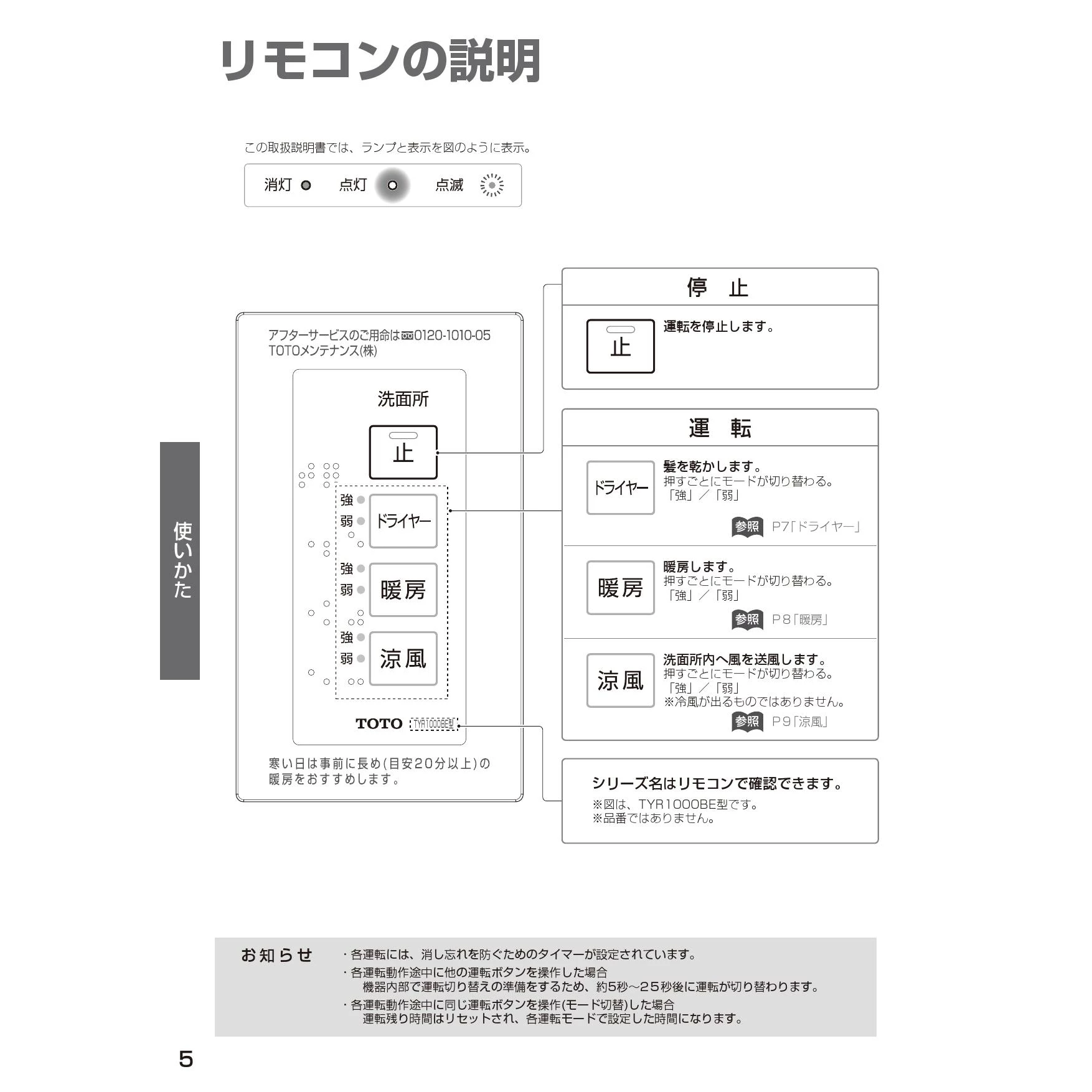 TYR1014BE 洗面所暖房機 取扱説明書 商品図面 施工説明書|TOTO
