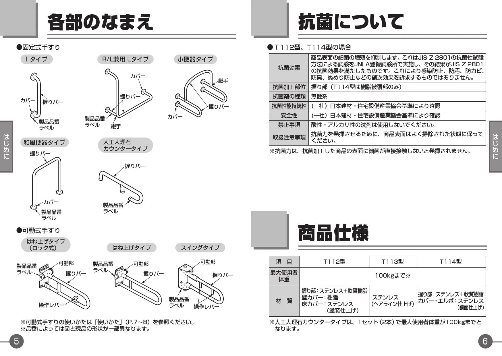 多用途用手すり　I型600 / T114C6R　♯MLA TOTO 取寄品 JAN 　介護福祉用具 多用途用手すり I型600 ⁄ T114C6R ♯MLA TOTO 取寄品 JAN 介護