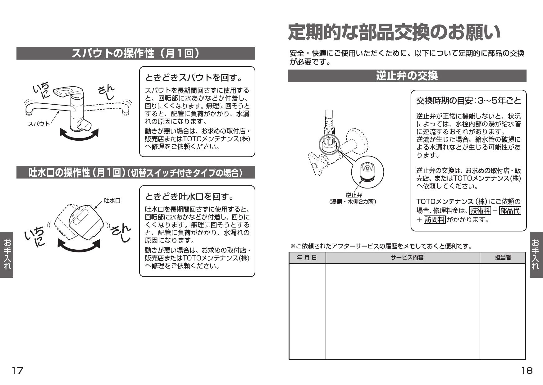 TKG38BSA 元止め式台付シングル混合水栓 取扱説明書 商品図面