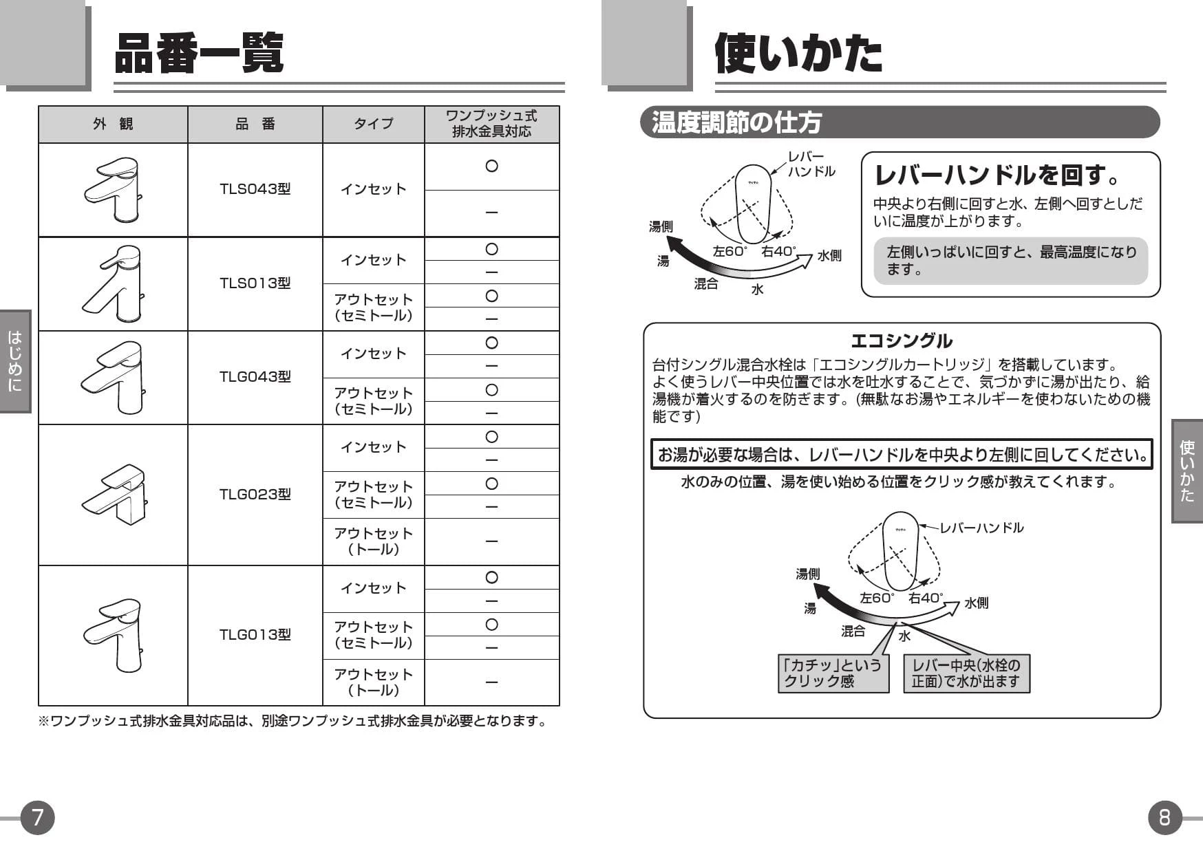 TOTO TLG01308JA 取扱説明書 商品図面 施工説明書 分解図|TOTO
