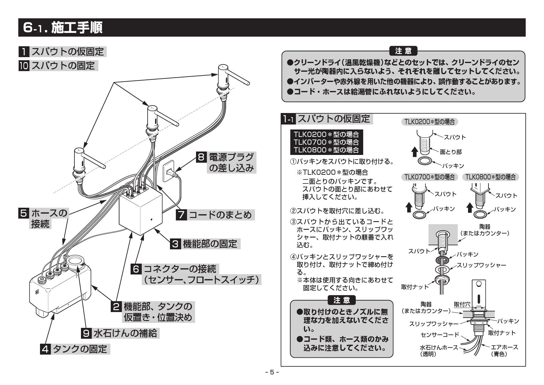 TOTO TLK01101JA 取扱説明書 商品図面 施工説明書|TOTO 自動水