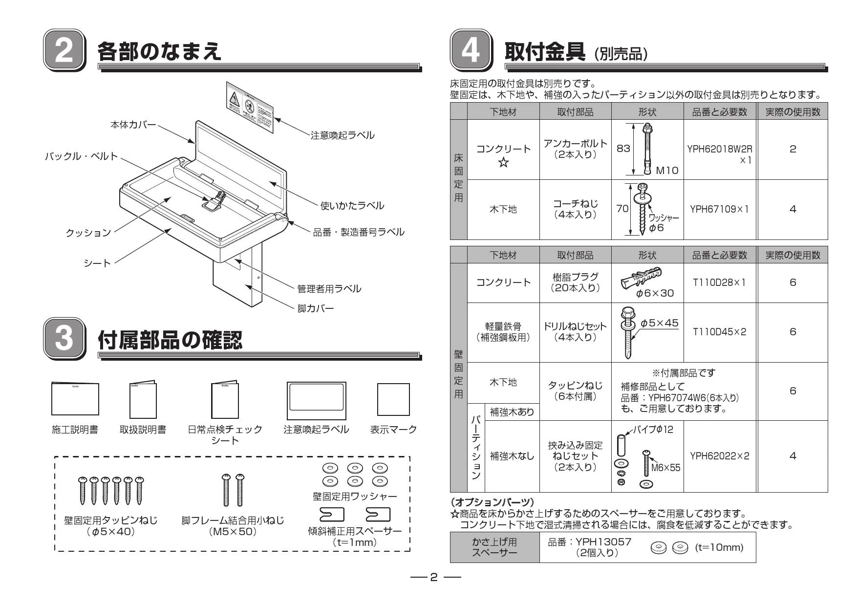 ×品番： YKA25S  TOTO： ベビーシート　パブリック (旧品番： YKA25R・YKA25)　 - 1